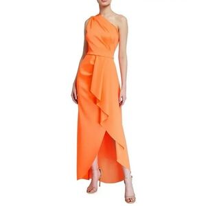 Black Halo Elegant One-Shoulder Orange Dress